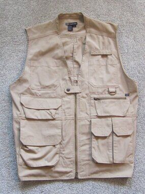 511 Tactical Vest Mens XL Khaki Utility Cargo Zip Pockets Fishing Hunting Safari